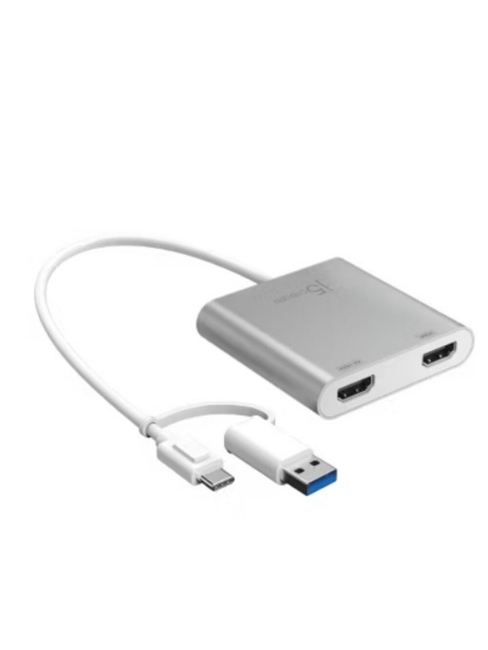 Silver USB-C to Dual HDMI Multi-Monitor Adapter